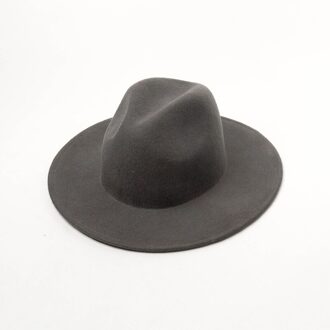Eenvoudige Mode Licht Lichaam Wol Jazz Hoed Leisure Wolvilt Jazz Hoed diep grijs