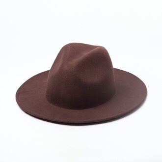 Eenvoudige Mode Licht Lichaam Wol Jazz Hoed Leisure Wolvilt Jazz Hoed donker bruin