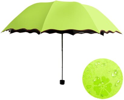 Eenvoudige Mode Vrouwen Paraplu Winddicht Zonnebrandcrème Magie Bloem Koepel Ultraviolet-Proof Parasol Zon Regen Opvouwbare Paraplu DIN889 groen