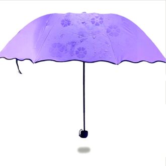 Eenvoudige Mode Vrouwen Paraplu Winddicht Zonnebrandcrème Magie Bloem Koepel Ultraviolet-Proof Parasol Zon Regen Opvouwbare Paraplu DIN889 Paars