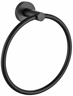 Eenvoudige Muur Gemonteerde Ronde Handdoek Ring Matte Black Roestvrij Staal Kleding Rek Badkamer Supporter Hardware Accessoires