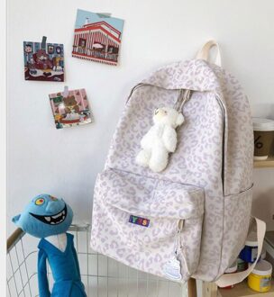 Eenvoudige Nylon Student Schooltas Voor Tiener Meisje Vrouwen Dagelijks Outdoor Rugzak Boek Student Tas licht paars / enkel en alleen backpack