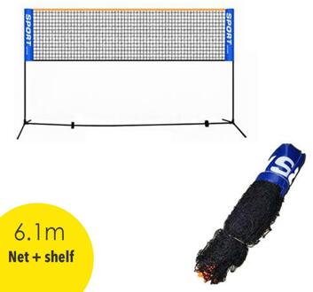Eenvoudige Opvouwbare Sport Netto Anti-Roest Frame Badminton Net En Plank Volleybal Stand Rack 6.1M Outdoor Training Accessoires