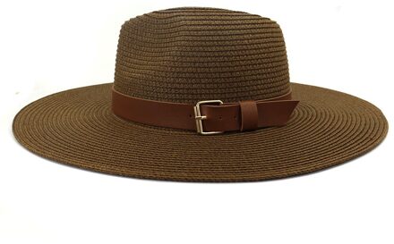 Eenvoudige Opvouwbare Wide Brim Floppy Disk Meisje Strooien Hoed Zonnehoed Strand Dames Zomer Hoed Outdoor Reizen Hoed Mannen En vrouwen Zonnehoed bruin