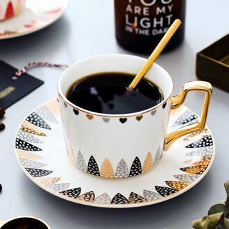 Eenvoudige Paar Koffie Kop En Schotel Set Creatieve Cup Gouden Grens Keramische Thee Thuis Afternoon Tea zwart ash