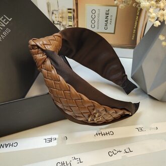 Eenvoudige Pu Lederen Driehoek Gevlochten Geknoopt Haarband Vrouwelijke Hoofdband Haaraccessoires Gaan Met Allerlei Drukken Haar, breed khaki