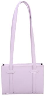 Eenvoudige Pu Lederen Vrouwen Handtas Tote Vrouwelijke Streetwear Onderarm Schoudertas Prachtige Boodschappentassen Paars