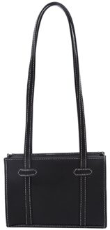 Eenvoudige Pu Lederen Vrouwen Handtas Tote Vrouwelijke Streetwear Onderarm Schoudertas Prachtige Boodschappentassen zwart