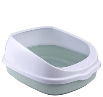 Eenvoudige Semi-Gesloten Huisdier Wc Ondersteek Anti Splash Katten Kattenbak Hond Lade Met Scoop Puppy Cleaning Tools Home plastic Zand Doos Blauw / 40x33.5x17cm