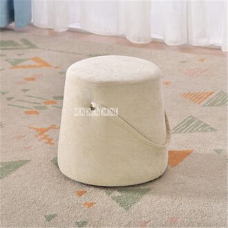 Eenvoudige Spons Sofa Bankje Huishouden Ronde Kruk Modieuze Mooie Doek Kruk Moderne Creatieve Verandering Schoen Kruk Massief Houten Frame