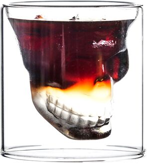 Eenvoudige transparante dubbele-glas persoonlijkheid cocktail glas Creatieve Skelet Cup Creatieve Hittebestendigheid Cup. 90mL