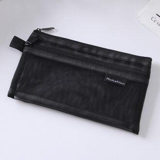 Eenvoudige Transparante Dubbele Netje Etui Kantoor Student Potlood Gevallen Nylon Kalem Kutusu Schoolbenodigdheden Pen Box 2