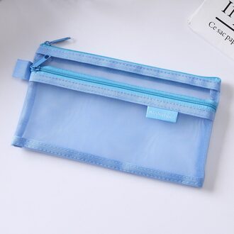 Eenvoudige Transparante Dubbele Netje Etui Kantoor Student Potlood Gevallen Nylon Kalem Kutusu Schoolbenodigdheden Pen Box 3