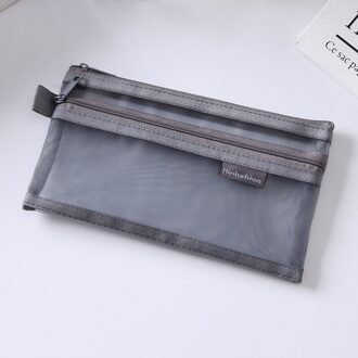 Eenvoudige Transparante Dubbele Netje Etui Kantoor Student Potlood Gevallen Nylon Kalem Kutusu Schoolbenodigdheden Pen Box 4