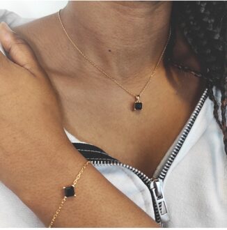 Eenvoudige vierkante Calle-set - Oostenrijks kristal - maat Zwart/goud