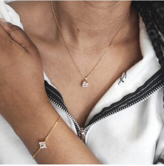 Eenvoudige vierkante Calle-set - Oostenrijks kristal Wit & Goud - One Size