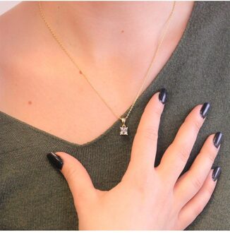 Eenvoudige vierkante hanger - Oostenrijks kristal - maat Wit & Goud