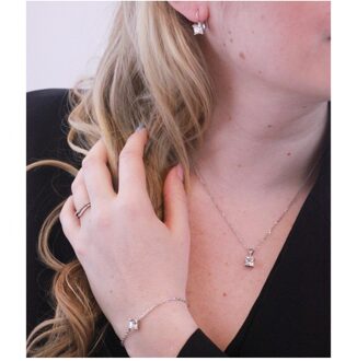 Eenvoudige vierkante sets - Oostenrijks kristal Wit Zilver - One Size