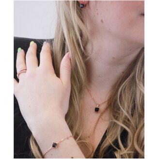 Eenvoudige vierkante sets - Oostenrijks kristal Zwart en roségoud - One Size