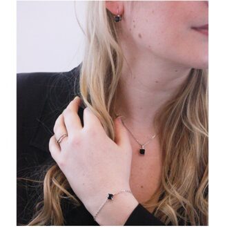 Eenvoudige vierkante sets - Oostenrijks kristal Zwart en zilver - One Size