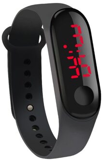 Eenvoudige Vrouwen Horloge Hand Ring Horloge Led Sport Mode Elektronische Horloge Reloj Deportivo Para Mujer Mannen Horloges zwart