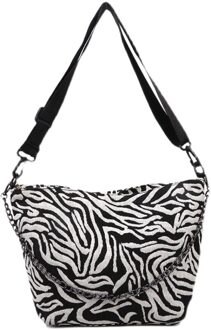 Eenvoudige Zebra Patroon Schoudertassen Voor Vrouwen Ketting Brede Riem Grote Capaciteit Canvas Tas Casual Messenger Tieners Schooltas