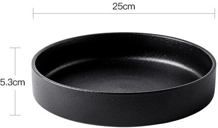Eenvoudige Zwart-wit Diepe Plaat Soep Plaat Westerse Schotel Ronde Schotel Salade Frosted Keramische Grote Gebakken Plaat Huishouden