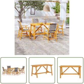 Eethoek Acaciahout - Tuinstoel Poly Rattan - 140x70x73.5 cm - 56x62x92 cm - Montage vereist Bruin