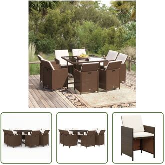 Eethoek - Bruin - PE Rattan - 109 x 107 x 74 cm - Montage vereist