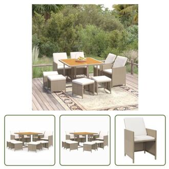 Eethoek Lounge - PE-rattan - beige - 109 x 107 x 74 cm - inclusief kussens