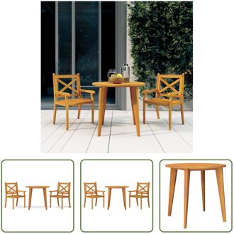 Eethoek Massief Acaciahout - Tuintafel 85 x 75 cm - Stoel 54 x 55 x 90 cm Bruin