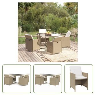 Eethoek Modern - Buitengebruik - PE-rattan - Stalen frame - Comfortabel Beige