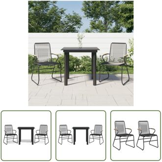 Eethoek PVC-rattan - 59 x 58 x 85.5 cm - Zwart - Stalen frame - Stevig tafelblad - Comfortabele