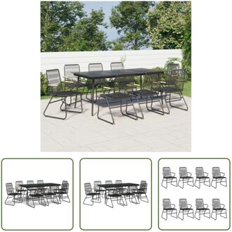 Eethoek - PVC-rattan - Zwart - 8 tuinstoelen - 1 tafel - Comfortabele zitervaring - Duurzaam materiaal