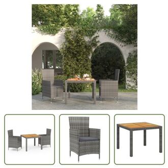 Eethoek The Living Store - Buitenmeubelen - 90 x 90 x 75 cm - Grijs - PE-rattan