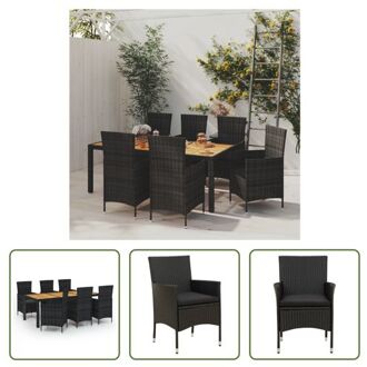 Eethoek - Tuinset - poly rattan - 190 x 90 x 75 cm - zwart