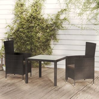 Eethoek - Tuinset zwart 90x90x75 cm - Inclusief 2 stoelen en 2 kussens