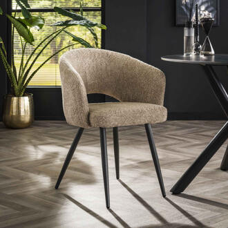 Eetkamerstoel 'Aiden' Bouclé, kleur Zand