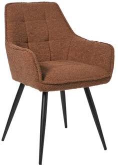 Eetkamerstoel bouclé met armleuning - bruin - 87x56.5x43 cm