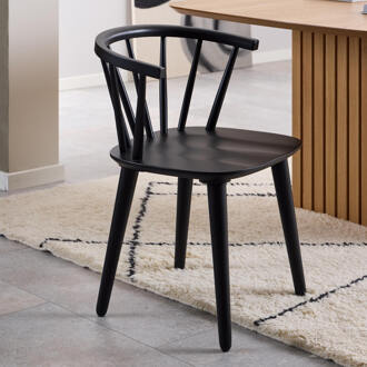 Eetkamerstoel 'Chez' Rubberhout, kleur Zwart