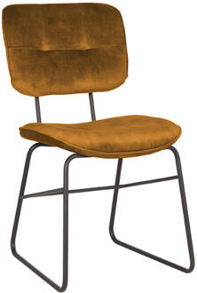 Eetkamerstoel Dez - Oker Velours - Zwart Metaal Geel