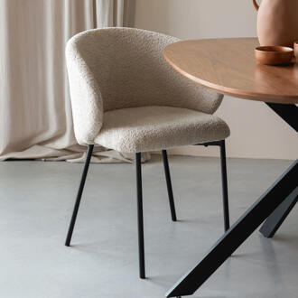 Eetkamerstoel 'Dondrea' Bouclé, kleur Off White