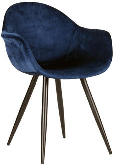 Eetkamerstoel Forli - Blauw Fluweel - Zwart Metaal