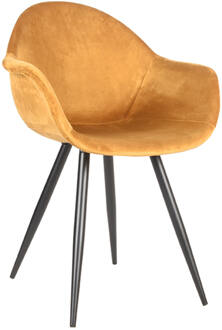 Eetkamerstoel Forli - Oker Fluweel - Zwart Metaal Geel