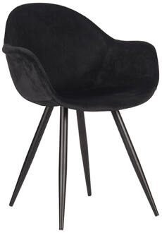 Eetkamerstoel Forli - Zwart Fluweel - Zwart Metaal