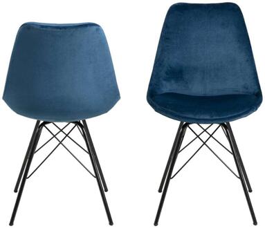 Eetkamerstoel Frostrup in blauwe velours stof