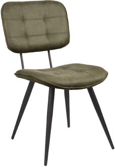 Eetkamerstoel Gus - Army Microvezel - Zwart Metaal Groen