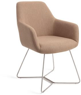 Eetkamerstoel 'Hiroo' Beehive Steel, kleur Whisper Wheat