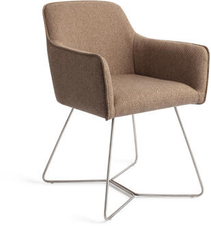 Eetkamerstoel 'Hofu' Beehive Steel, kleur French Toast