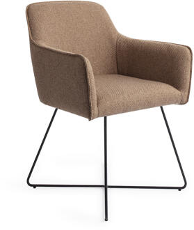 Eetkamerstoel 'Hofu' Cross Black, kleur French Toast